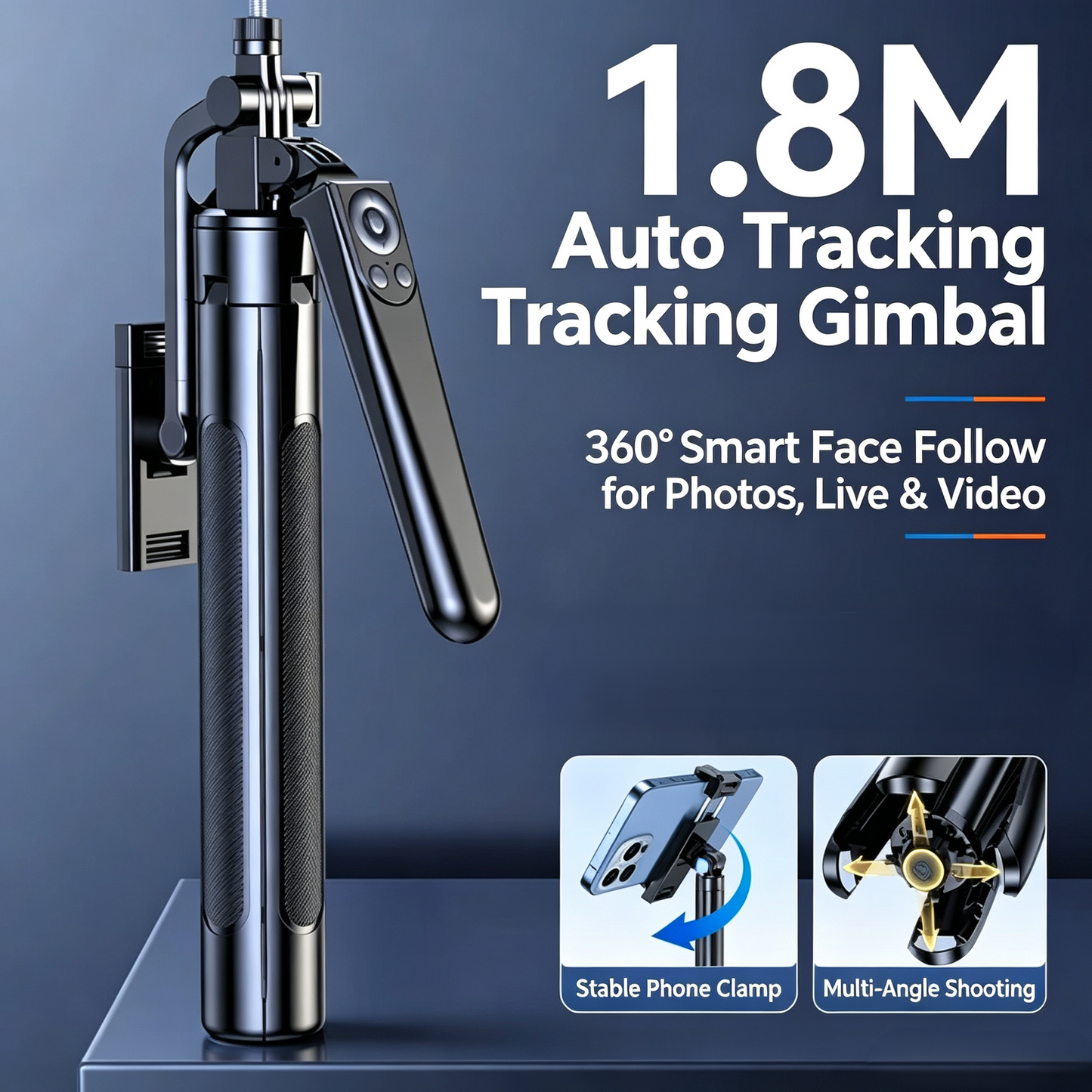 1.8M Auto Tracking Gimbal Selfie Stick Tripod