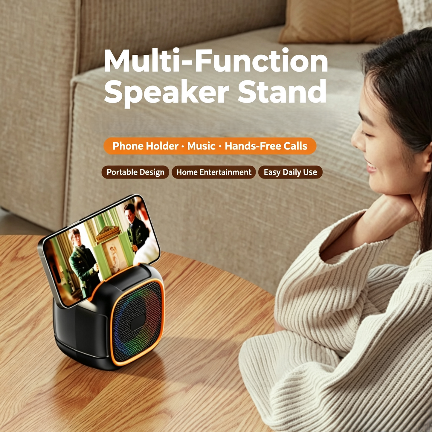 Portable Bluetooth Speaker with Phone Stand