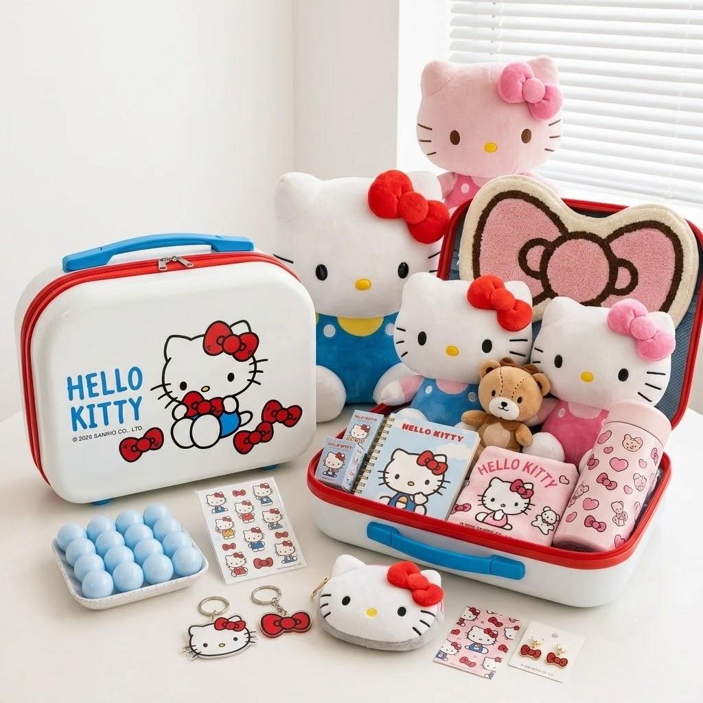 White [Butterfly] Hello Kitty Bear Storage Box, 14-inch