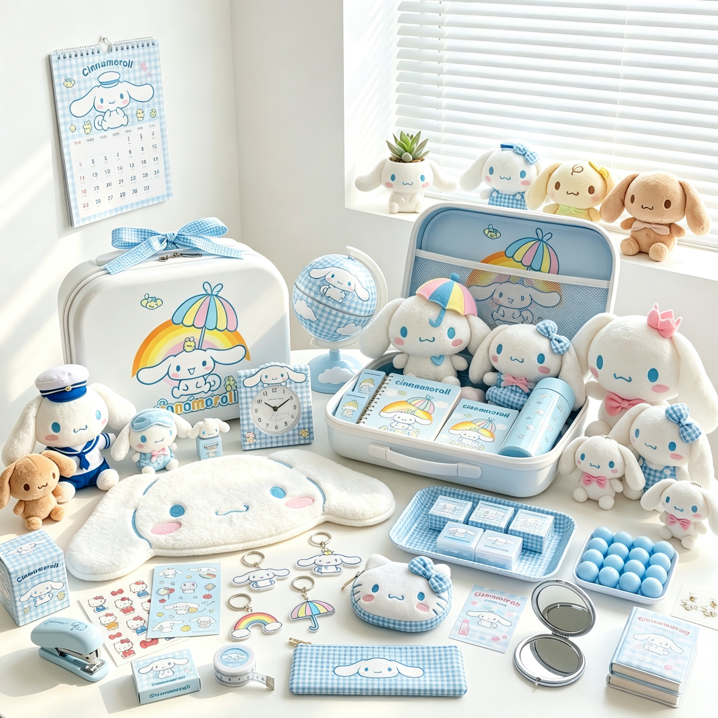 White Rainbow Puppy Mini Suitcase - 14 Inch