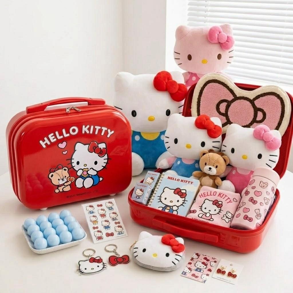 Red [Cookie] Hello Kitty Bear Storage Box, 14-inch