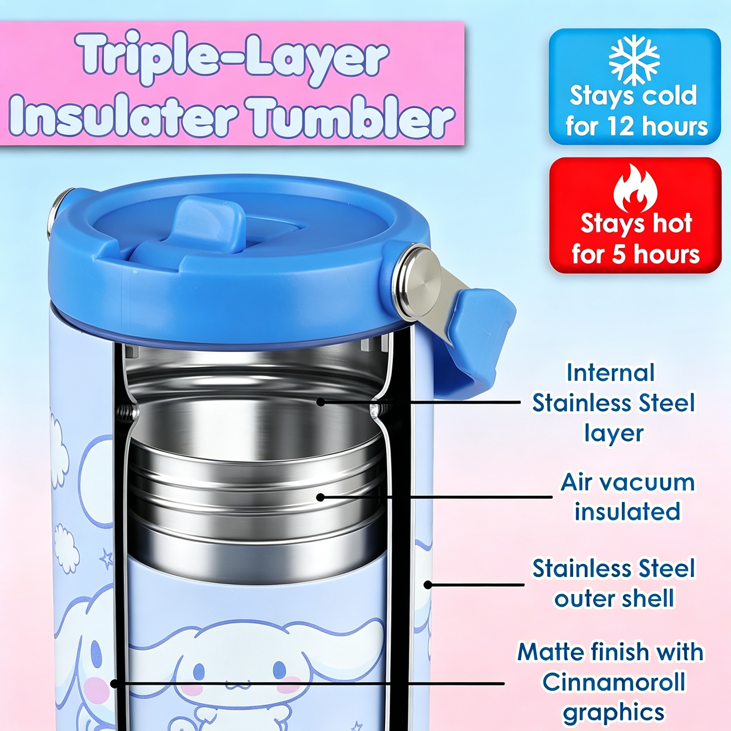 30oz Insulated Stainless Steel Tumbler with Handle & Straw, Leak‑Proof