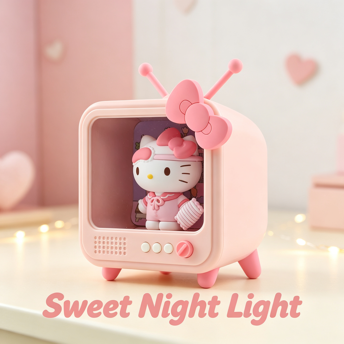 Vintage TV Cartoon Figurine LED Night Light Desktop Ornament