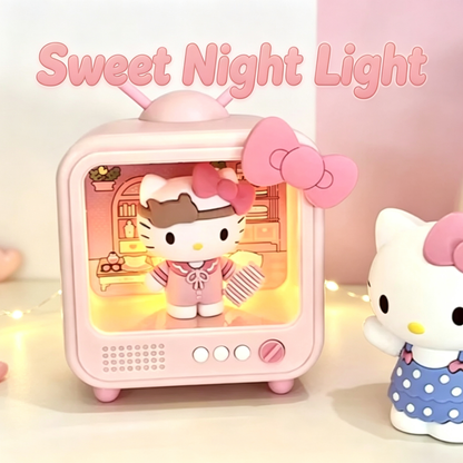 Vintage TV Cartoon Figurine LED Night Light Desktop Ornament