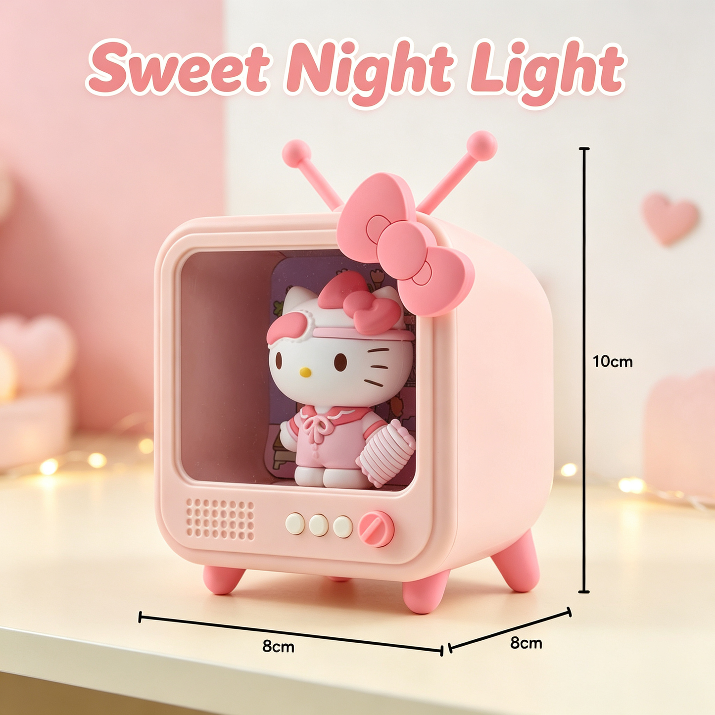 Vintage TV Cartoon Figurine LED Night Light Desktop Ornament