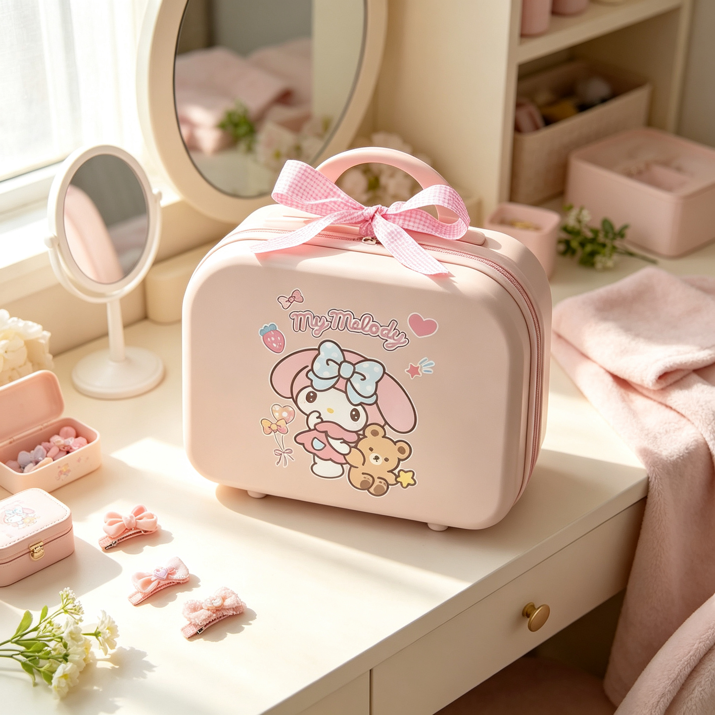 Cinnamoroll Champagne Pink Heart Mini Suitcase - 14 Inch