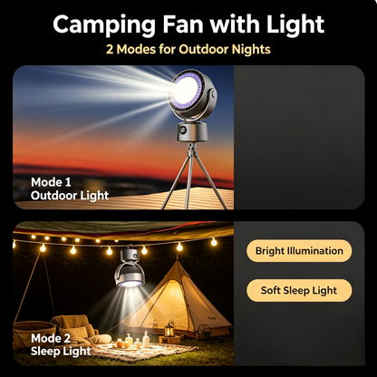 Portable Bladeless Circulation Fan with LED Camping Light