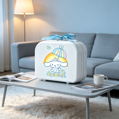 White Rainbow Puppy Mini Suitcase - 14 Inch