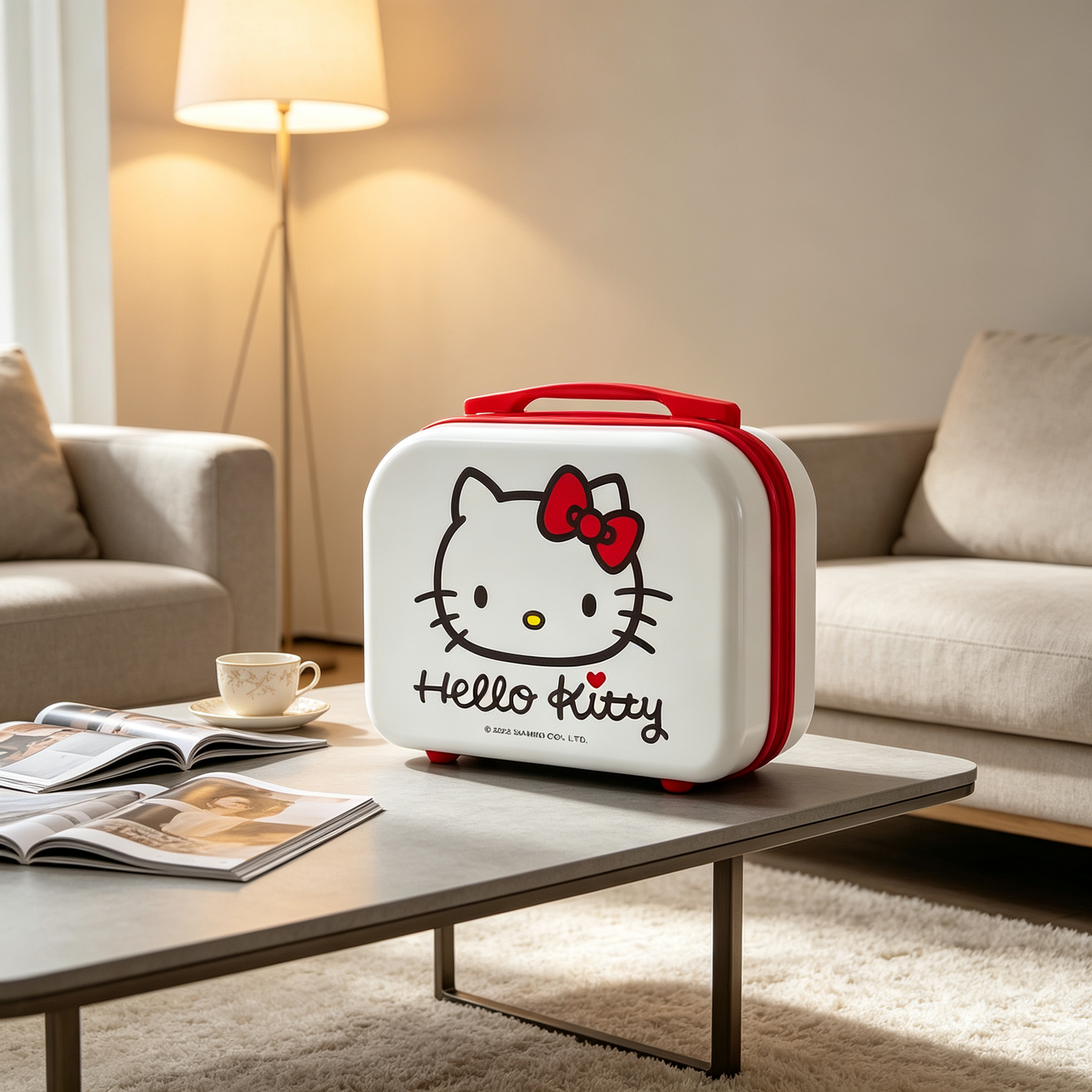 White [Avatar] Hello Kitty Handheld Storage Box, 14-inch