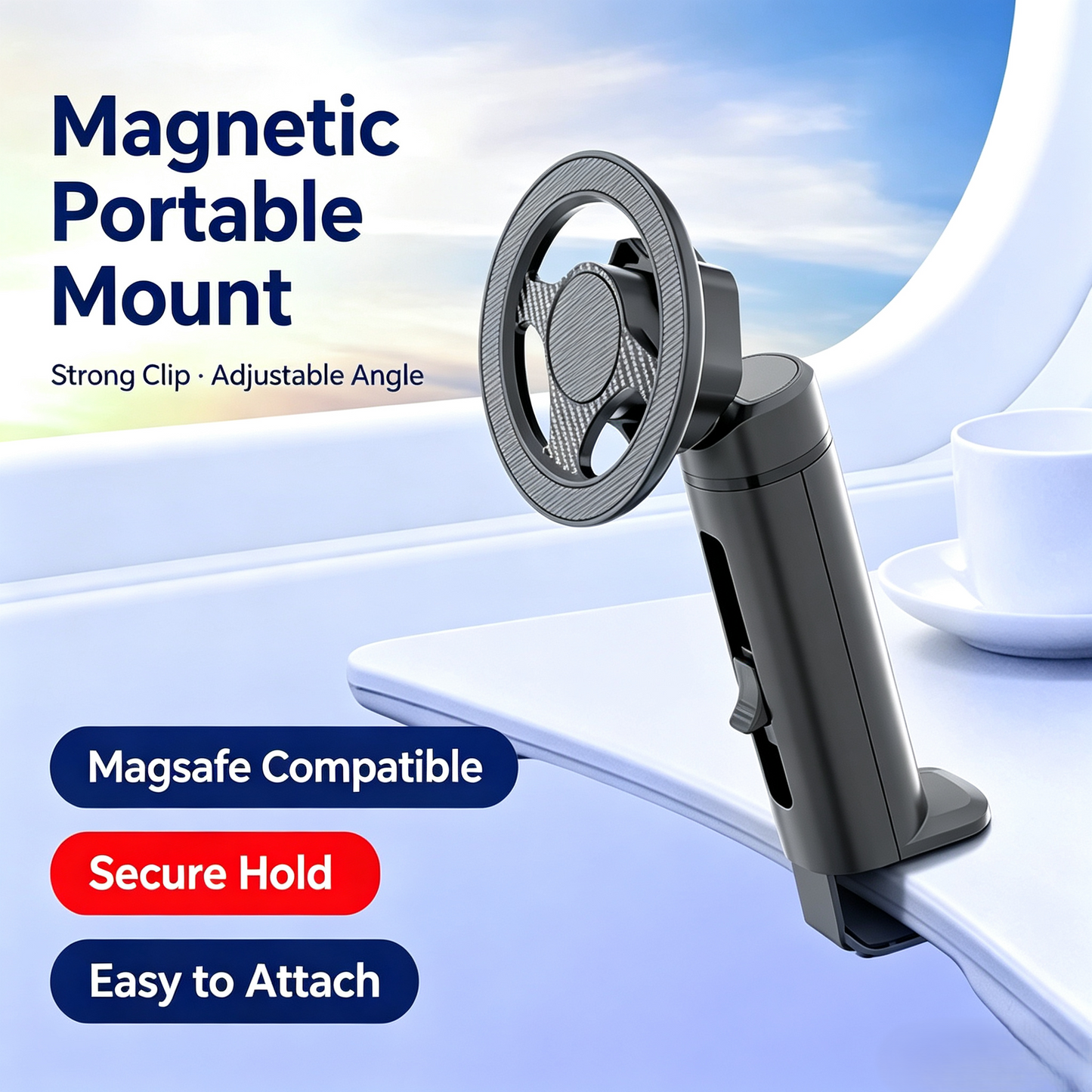 Portable Magnetic Clip-On Phone Mount