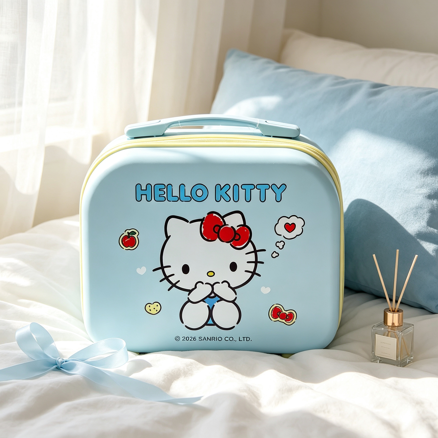 Blue [Heart] Hello Kitty Bear Storage Box, 14-inch