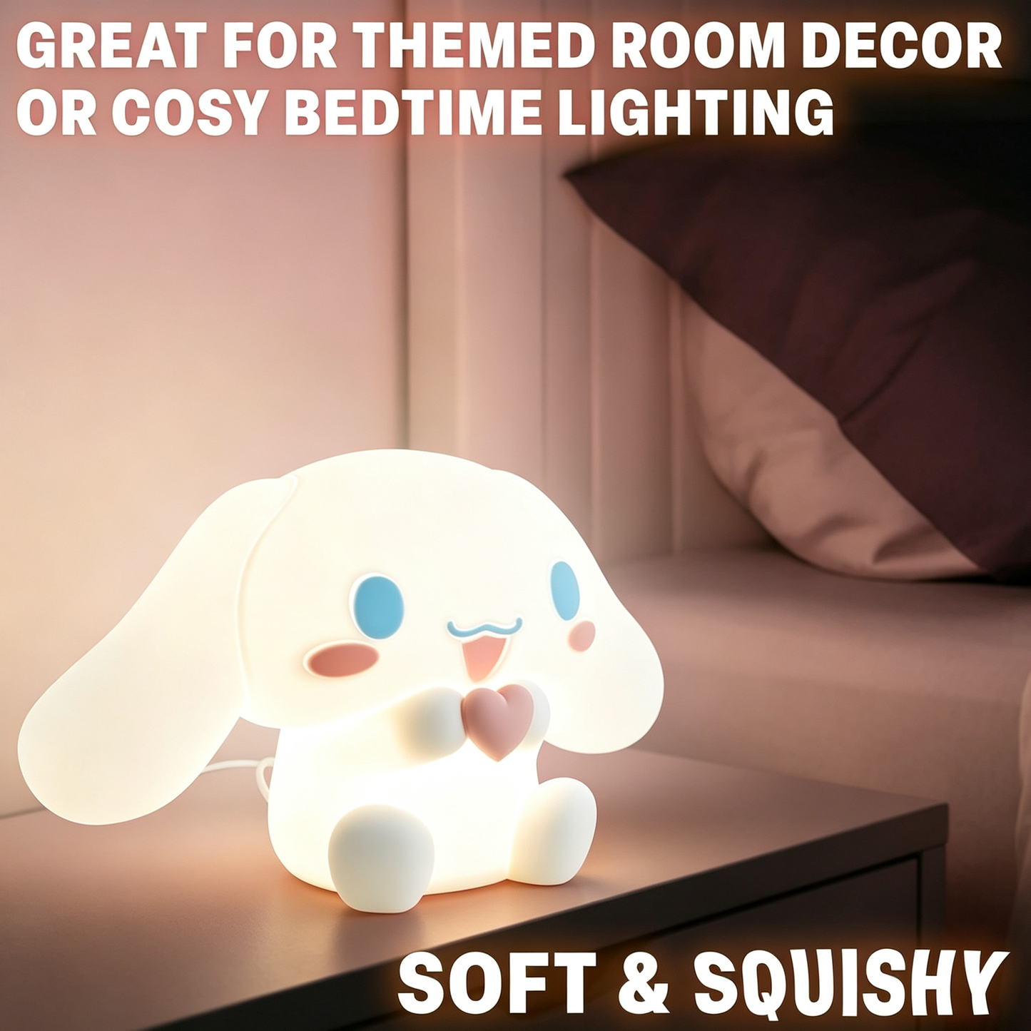 Cute Dog Silicone Night Light, Rechargeable Remote Kids Bedside Lamp