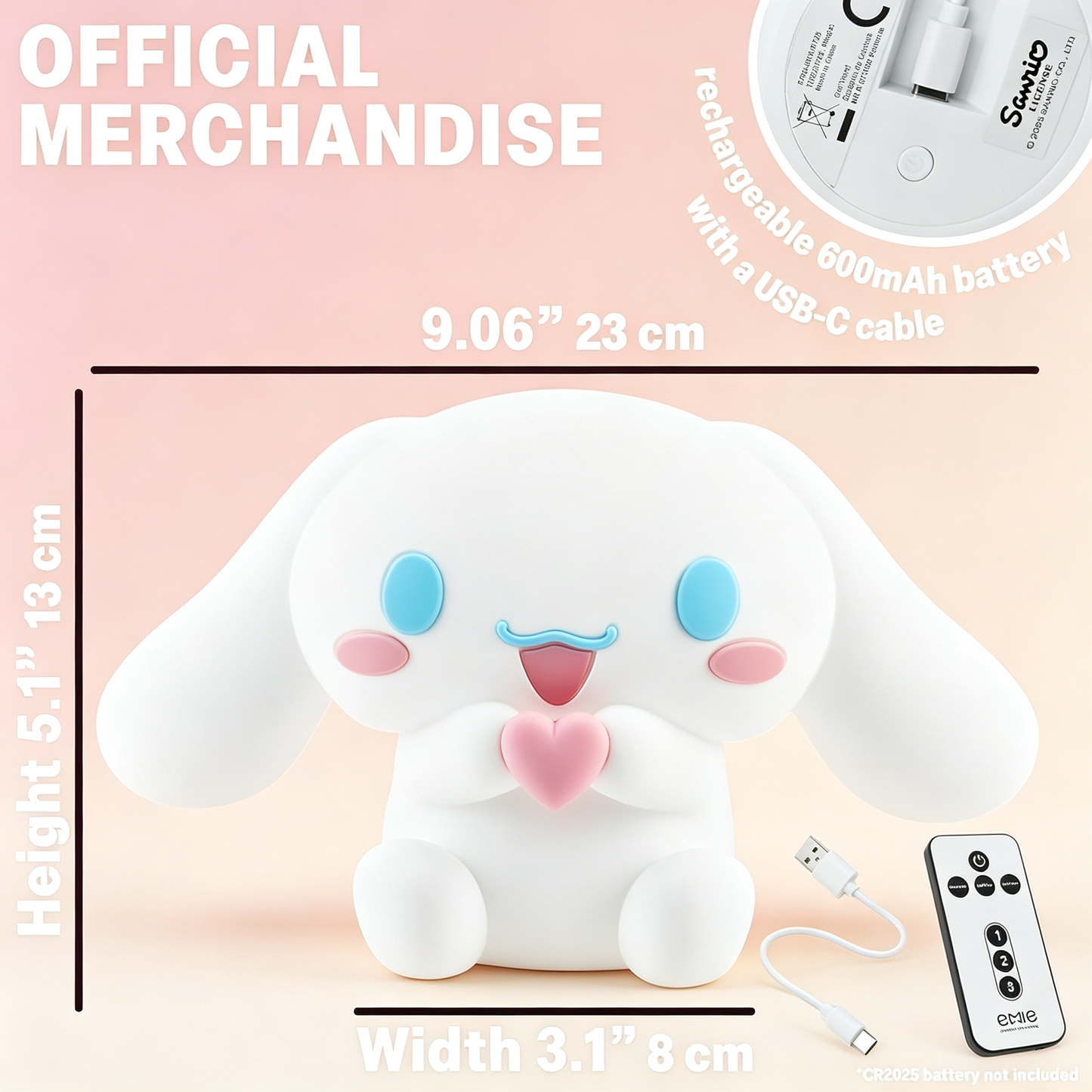 Cute Dog Silicone Night Light, Rechargeable Remote Kids Bedside Lamp