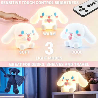 Cute Dog Silicone Night Light, Rechargeable Remote Kids Bedside Lamp
